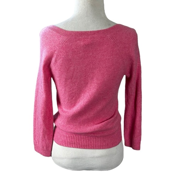 J. Crew 100% Cashmere Pink V Neck Sweater Elbow Sleeves Size XS Spring Summer - Picture 3 of 6